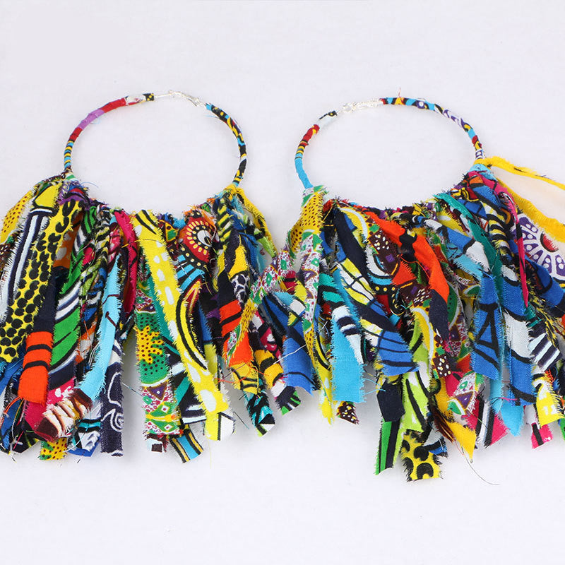 African Tassel Ankara Earrings