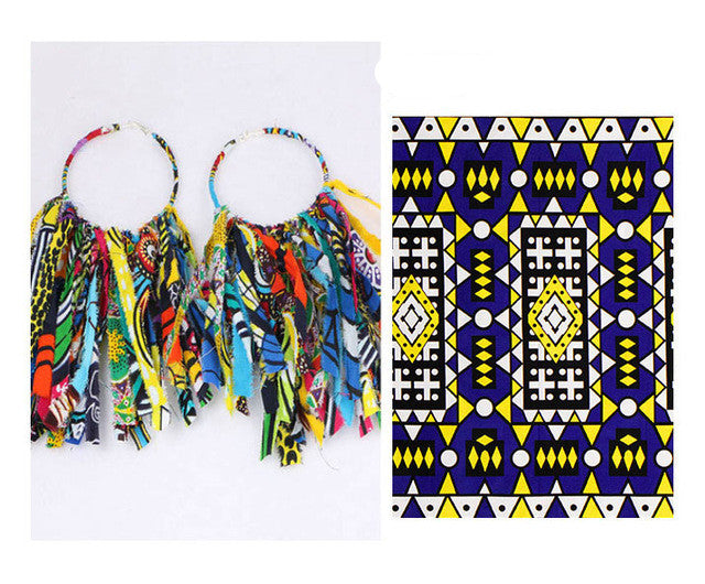 African Tassel Ankara Earrings