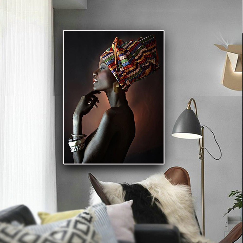 African woman deco painting