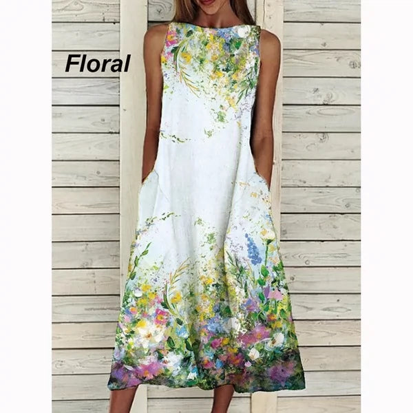 Sleeveless Elegant Floral Print  Dress