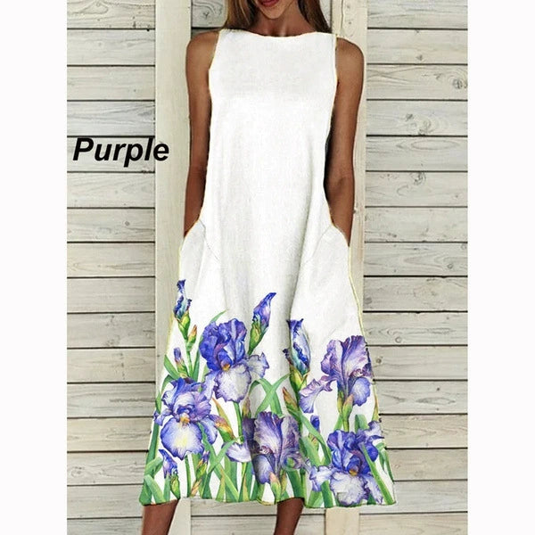 Sleeveless Elegant Floral Print  Dress