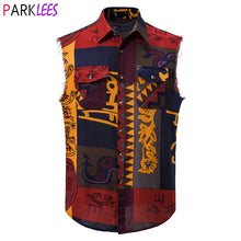 Load image into Gallery viewer, African Print Sleeveless Hippie Shirt