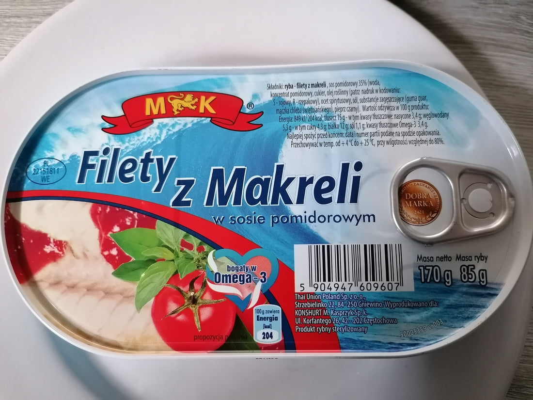 Canned mackerel — representative product image for Africa Queen Mackerel in Tomato Sauce; packaging may vary