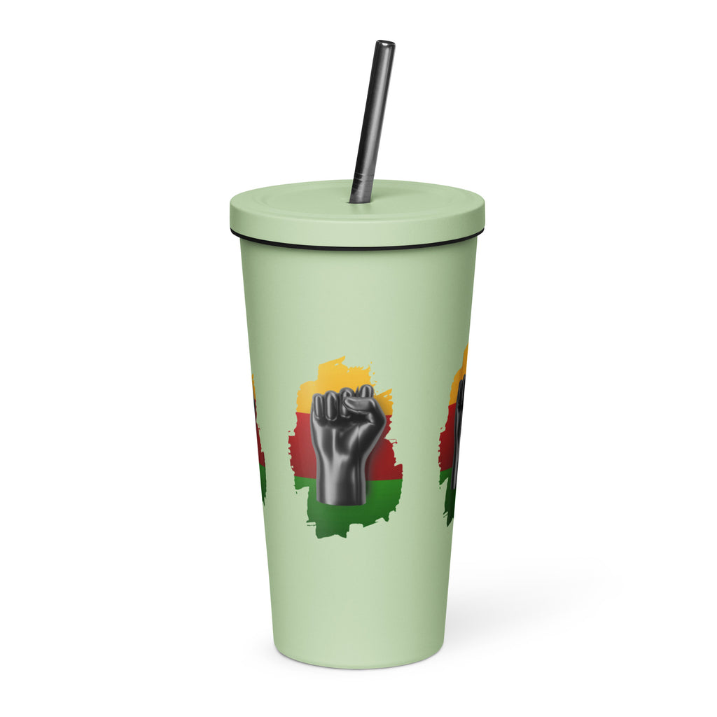Black Life Matters tumbler with a straw