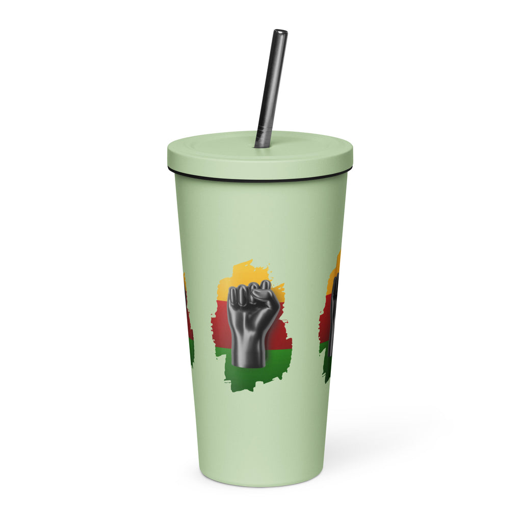 Black Life Matters tumbler with a straw
