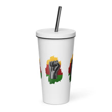 Load image into Gallery viewer, Black Life Matters tumbler with a straw