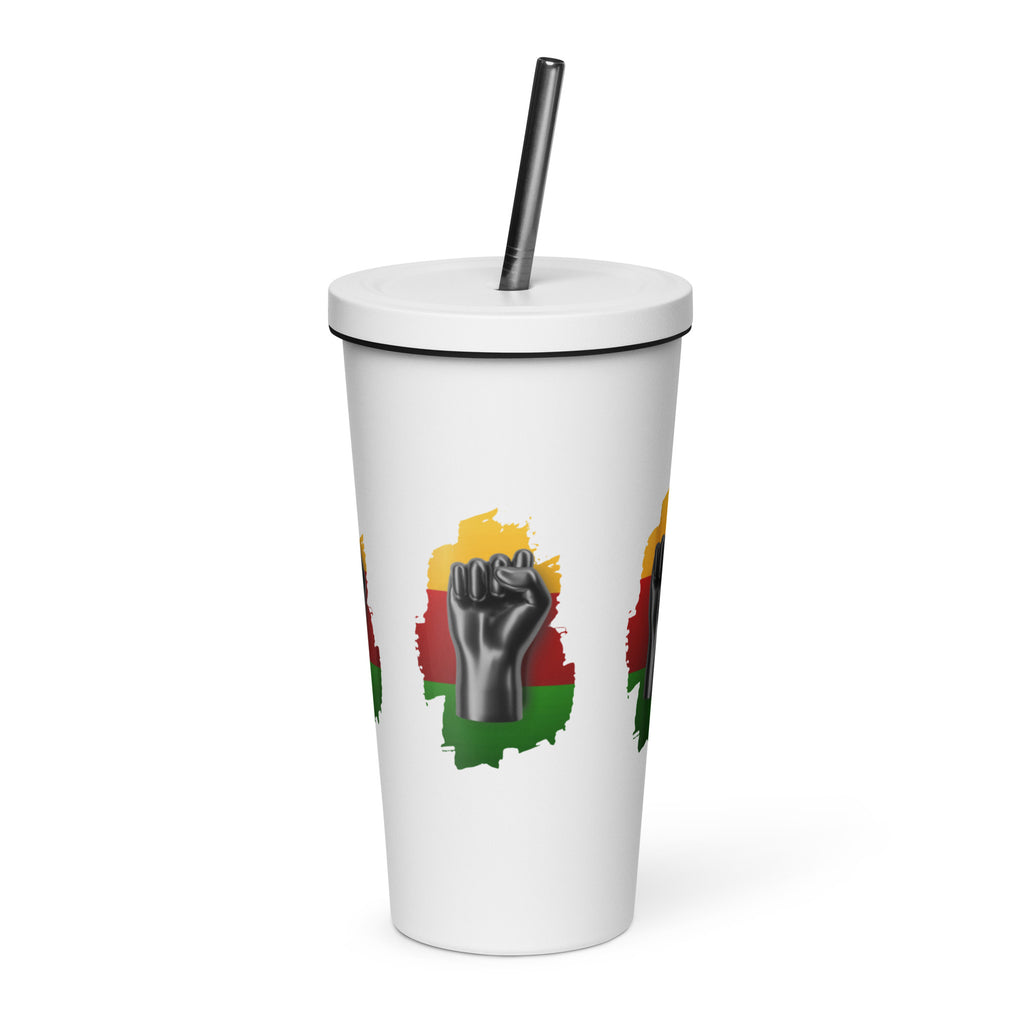 Black Life Matters tumbler with a straw