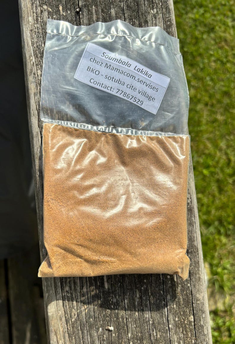 Authentic Soumbala Lakika fermented locust bean seasoning made in Mali 3 oz