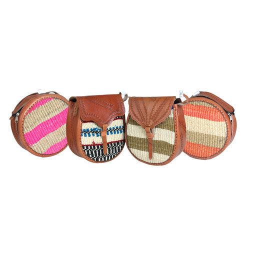 Kenyan sisal and leather boho bags in assorted styles