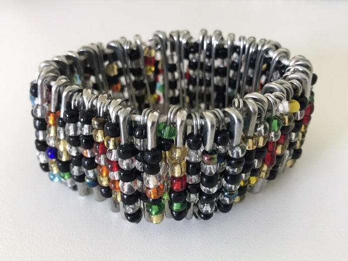 Zulu Beaded Safety Pin Bracelet - South Africa