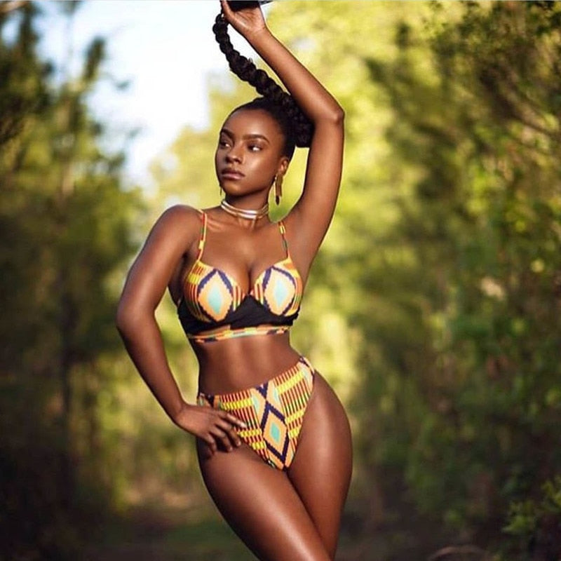 African Bikini Print