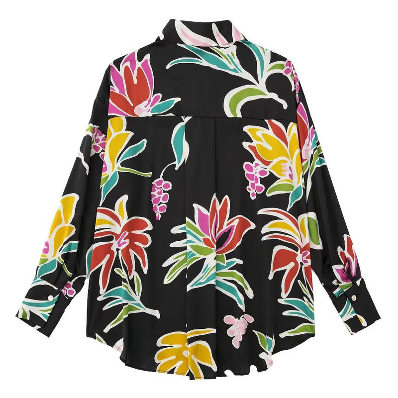 Loose Floral Print Women Shirt