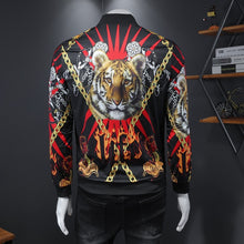 Load image into Gallery viewer, Gold Print Bomber Jacket
