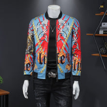 Load image into Gallery viewer, Gold Print Bomber Jacket