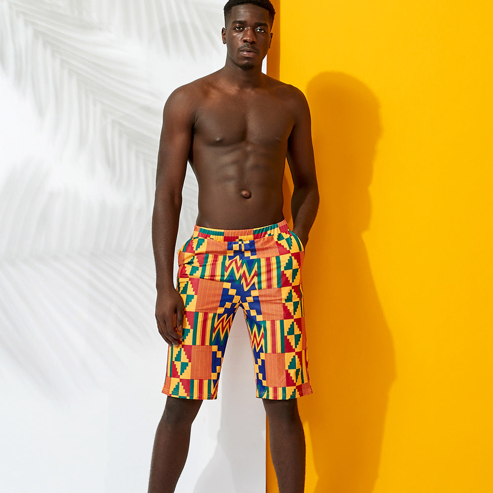 African Batik Printed Swimming Trunks Men