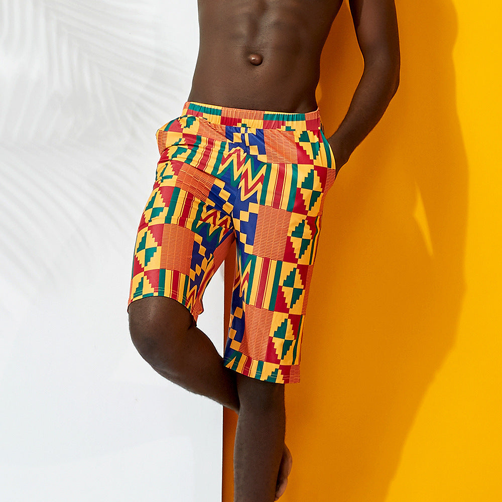 African Batik Printed Swimming Trunks Men