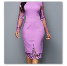 Load image into Gallery viewer, Purple Long-sleeved Dress