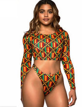 Load image into Gallery viewer, African Print Swimwear Thong / Bikini Set