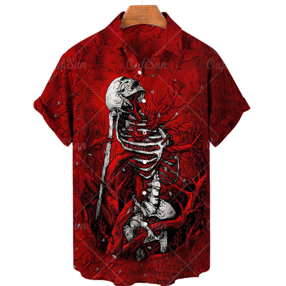 Fashion Skull Print Shirt Men