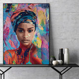African turban woman oil painting