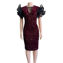 Load image into Gallery viewer, Sequined Mesh African Party Dress