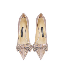 Load image into Gallery viewer, Rhinestone Golden Bowknot Heel Shoes