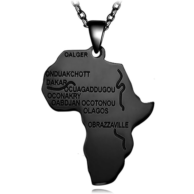 Vintage Black Stainless steel Africa Map