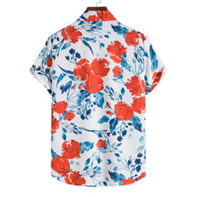 Load image into Gallery viewer, Floral Print Men Shirt Lapel Short