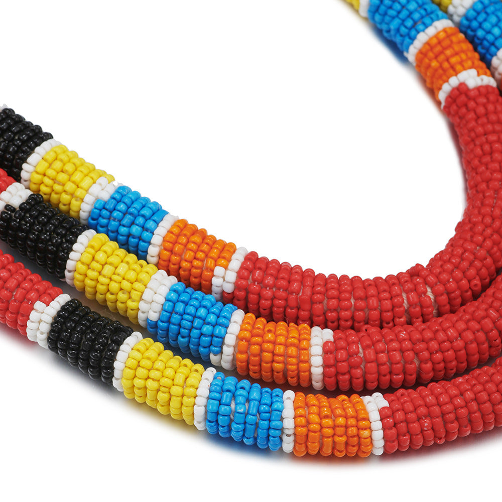 African Pattern Rice Bead Necklace