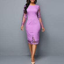 Load image into Gallery viewer, Purple Long-sleeved Dress