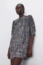 Load image into Gallery viewer, Sequined Mini long Dress