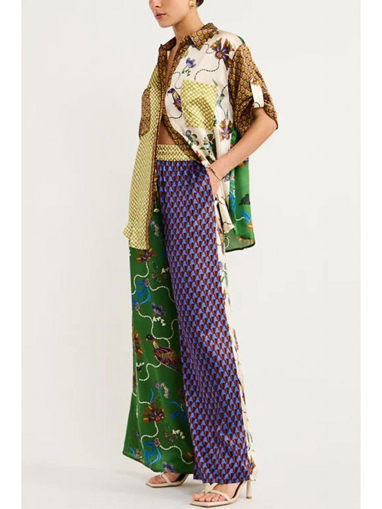 2PC Dashiki Blouse And Pant Suits
