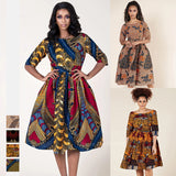 Sexy African Lady Print Dress with U-Back