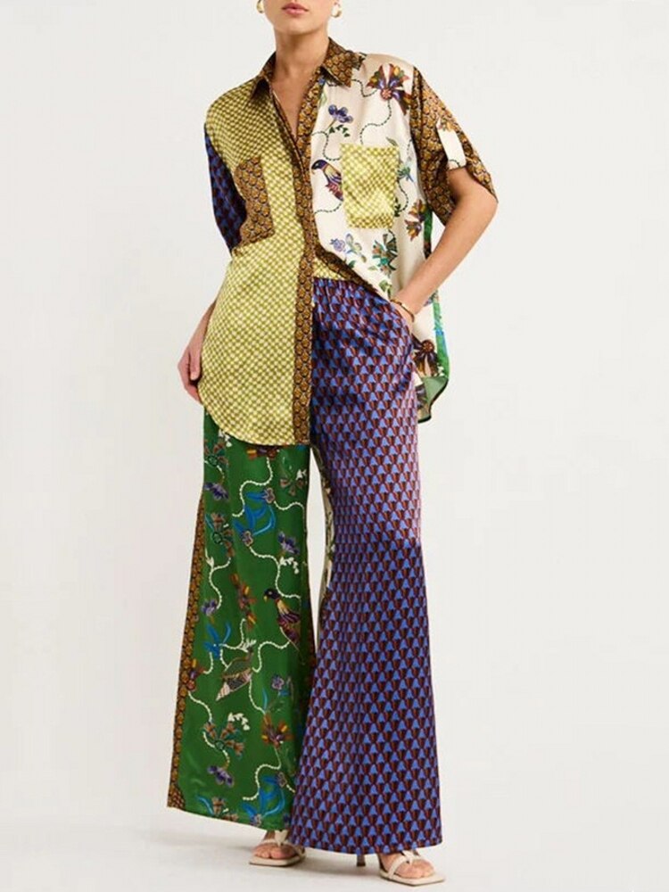 2PC Dashiki Blouse And Pant Suits