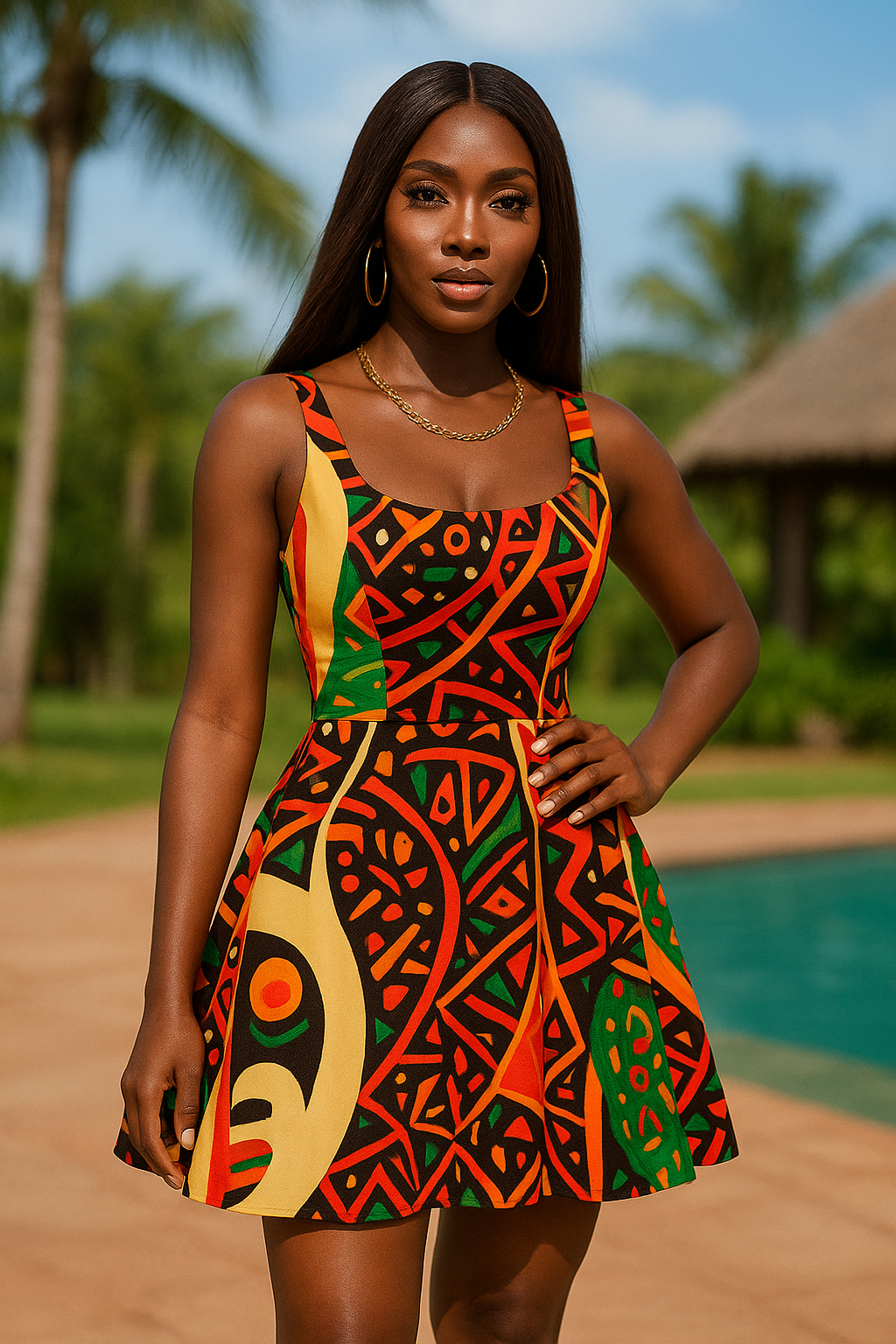 african print skater dress Omi African Print Ankara Skater Dress