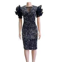 Load image into Gallery viewer, Sequined Mesh African Party Dress