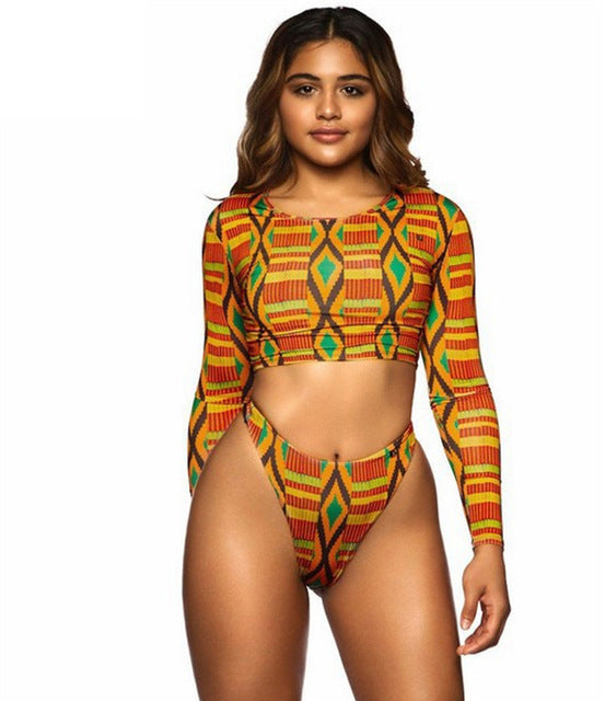 African Print Swimwear Thong / Bikini Set