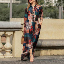 Load image into Gallery viewer, Floral Print Midi Shirt Dress