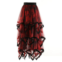 Load image into Gallery viewer, Asymmetrical Black Mesh Lace Skirt