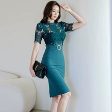 Load image into Gallery viewer, Lace Splicing Package Hip Skirt Dress