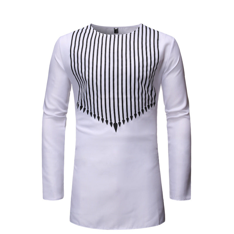 Striped Long Sleeve Split Shirt