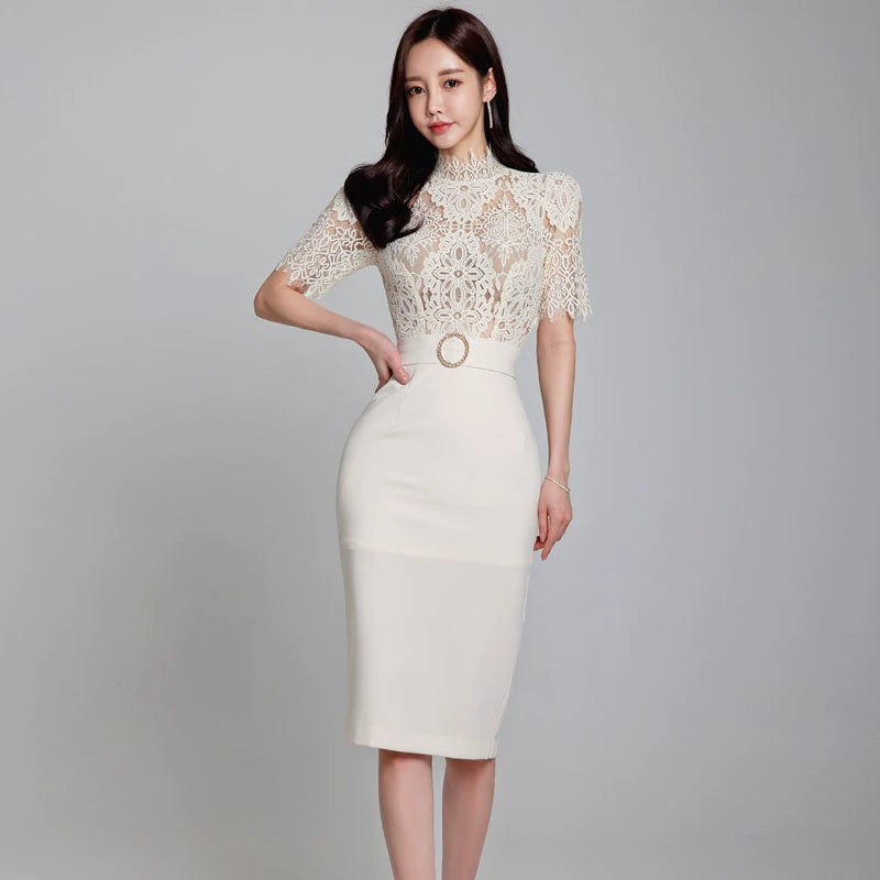 Lace Splicing Package Hip Skirt Dress