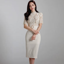 Load image into Gallery viewer, Lace Splicing Package Hip Skirt Dress