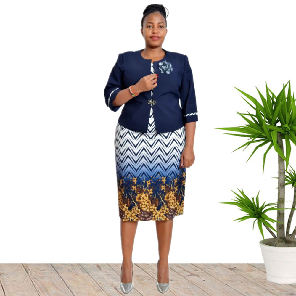 Plus Size Two Pieces Print Dress