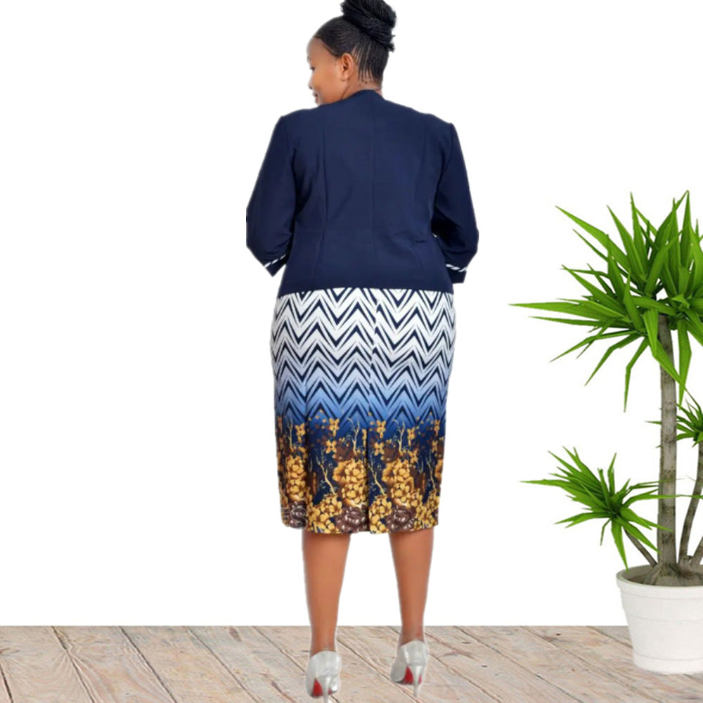 Plus Size Two Pieces Print Dress