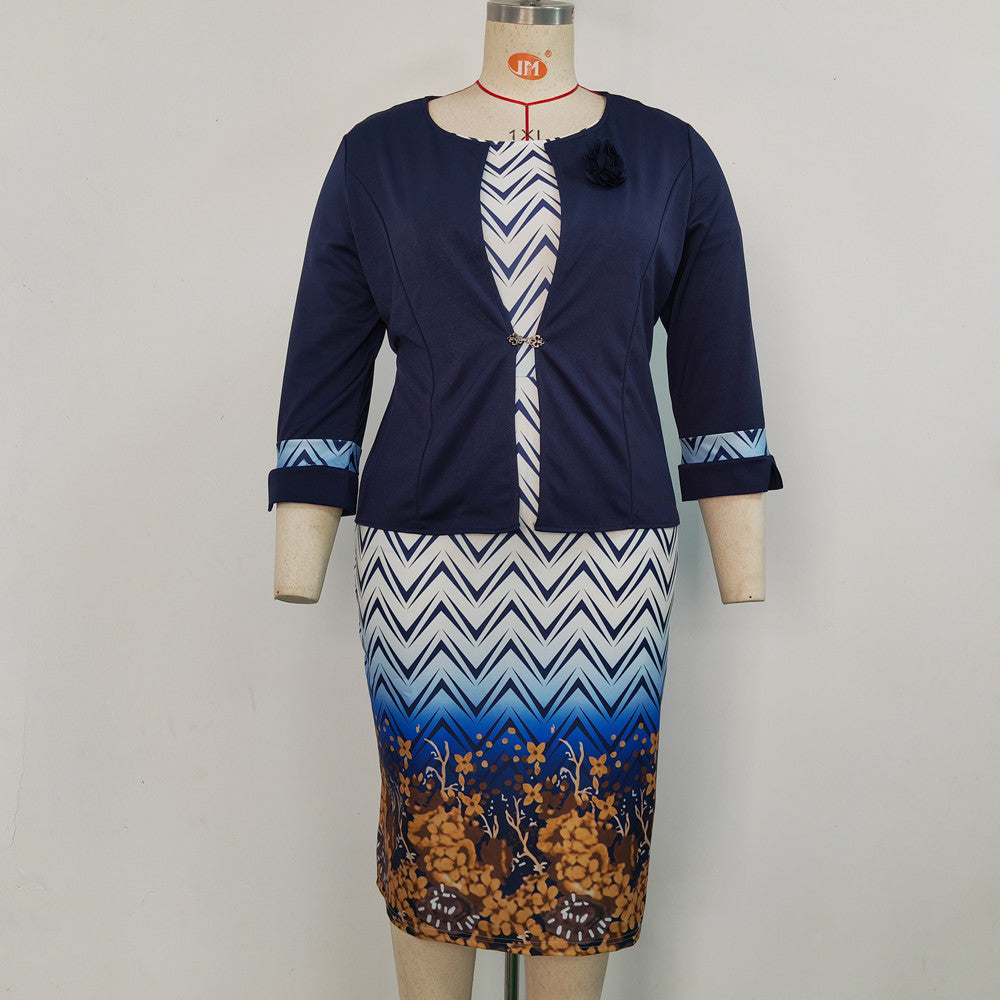 Plus Size Two Pieces Print Dress