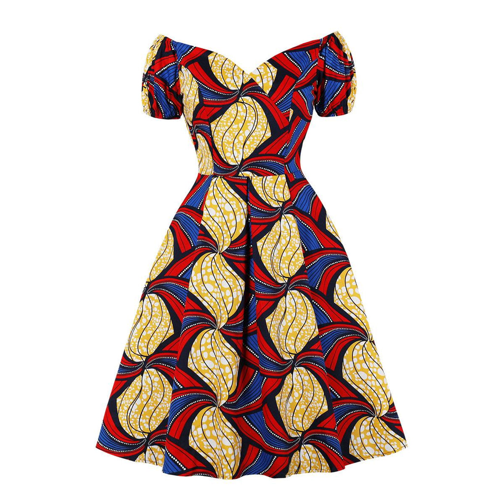 Africa Vintage Print Sleeveless Dress