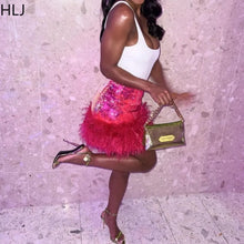 Load image into Gallery viewer, Sequin Feather Splicing Mini Skirt