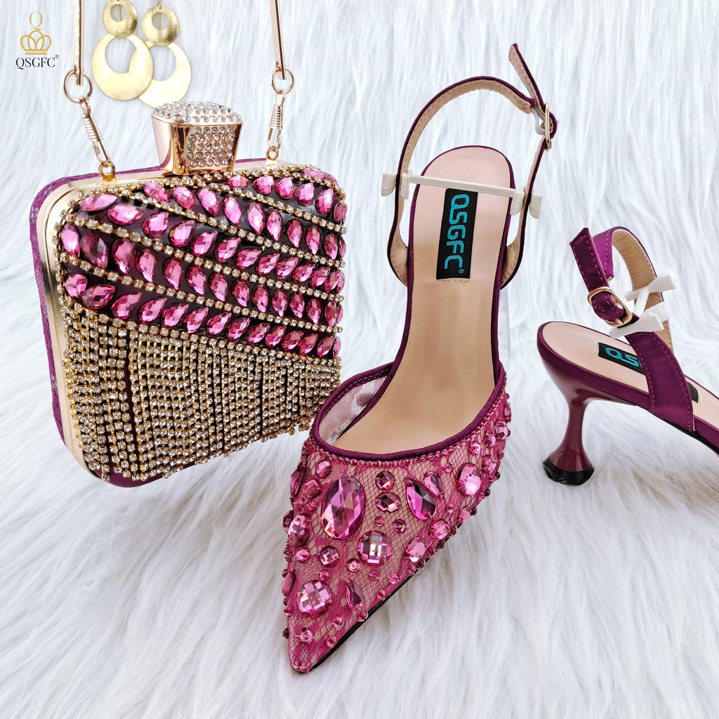 Fashion Lace Bags and Mid Heel Pointed Shoes