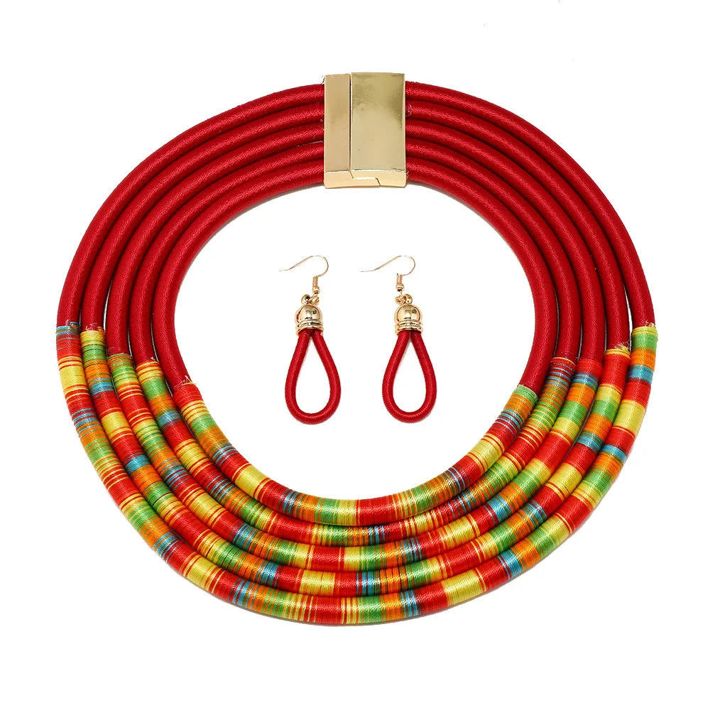 African Multi Layer Woven Jewelry Set